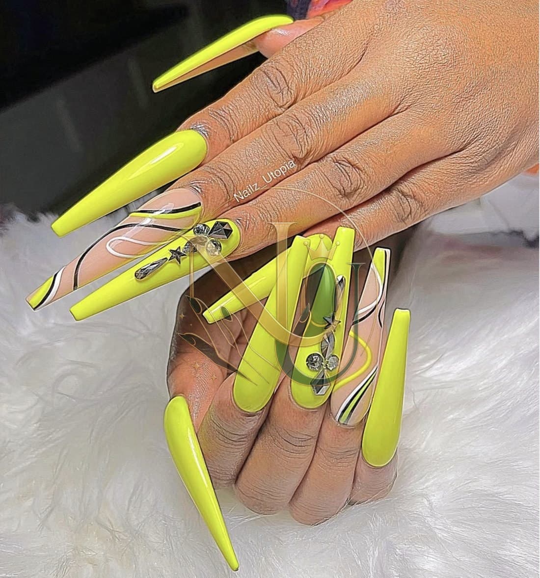 Neon yellow coffin set